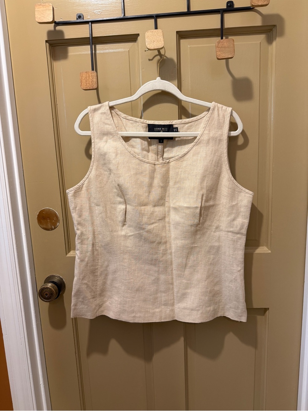 Louise Ricci Cream Linen Shell Top